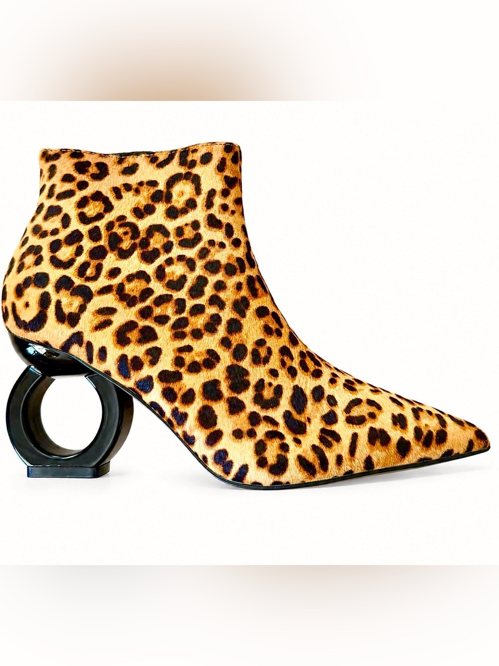 NEW!!! Kat Maconie Leopard Calf Hair  Ankle Circle Heel Boots Booties